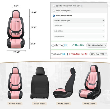 Coverado Seat Covers Full Set, Black Seat Covers for Cars 5 Seats, Car Seat Protector, Waterproof Nappa Leather Car Seat Cushion, Front and Rear Car Seat Cover Fit for Most Sedans SUV Pick-up Truck - Colors B