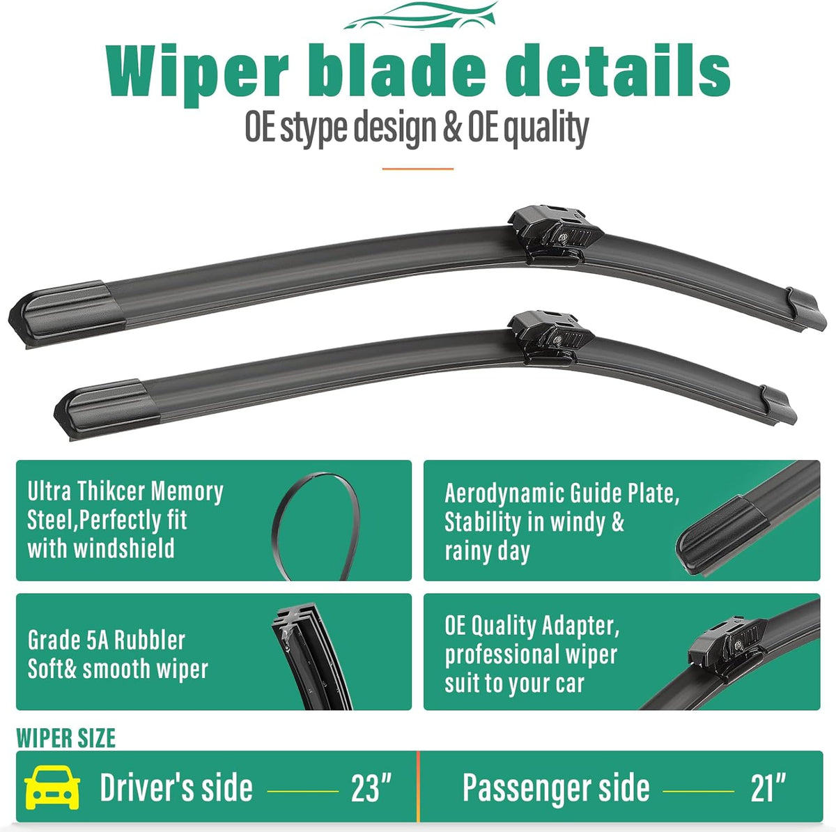 26" 16" 11" Windshield Wiper Blades Replacement for Chevrolet Chevy Trax 2024 2025 2026 Premium All Weather Front Rear Wipers Set - OEM Quality (Pack of 3) - Colors A