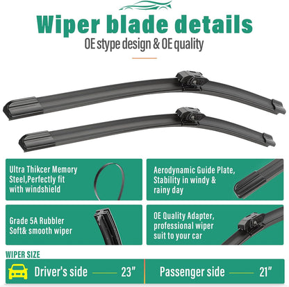 26" 16" 11" Windshield Wiper Blades Replacement for Chevrolet Chevy Trax 2024 2025 2026 Premium All Weather Front Rear Wipers Set - OEM Quality (Pack of 3) - Colors A