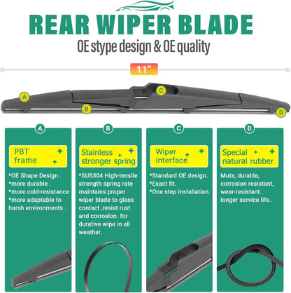 26" 16" 12" Windshield Wiper Blades Replacement for Toyota RAV4 2019 2020 2021 2022 2023 2024 2025 RAV 4 / Mazda 5 2006-2015 Premium All Weather Front Rear Wipers Set - OEM Quality (Pack of 3) - Colors D