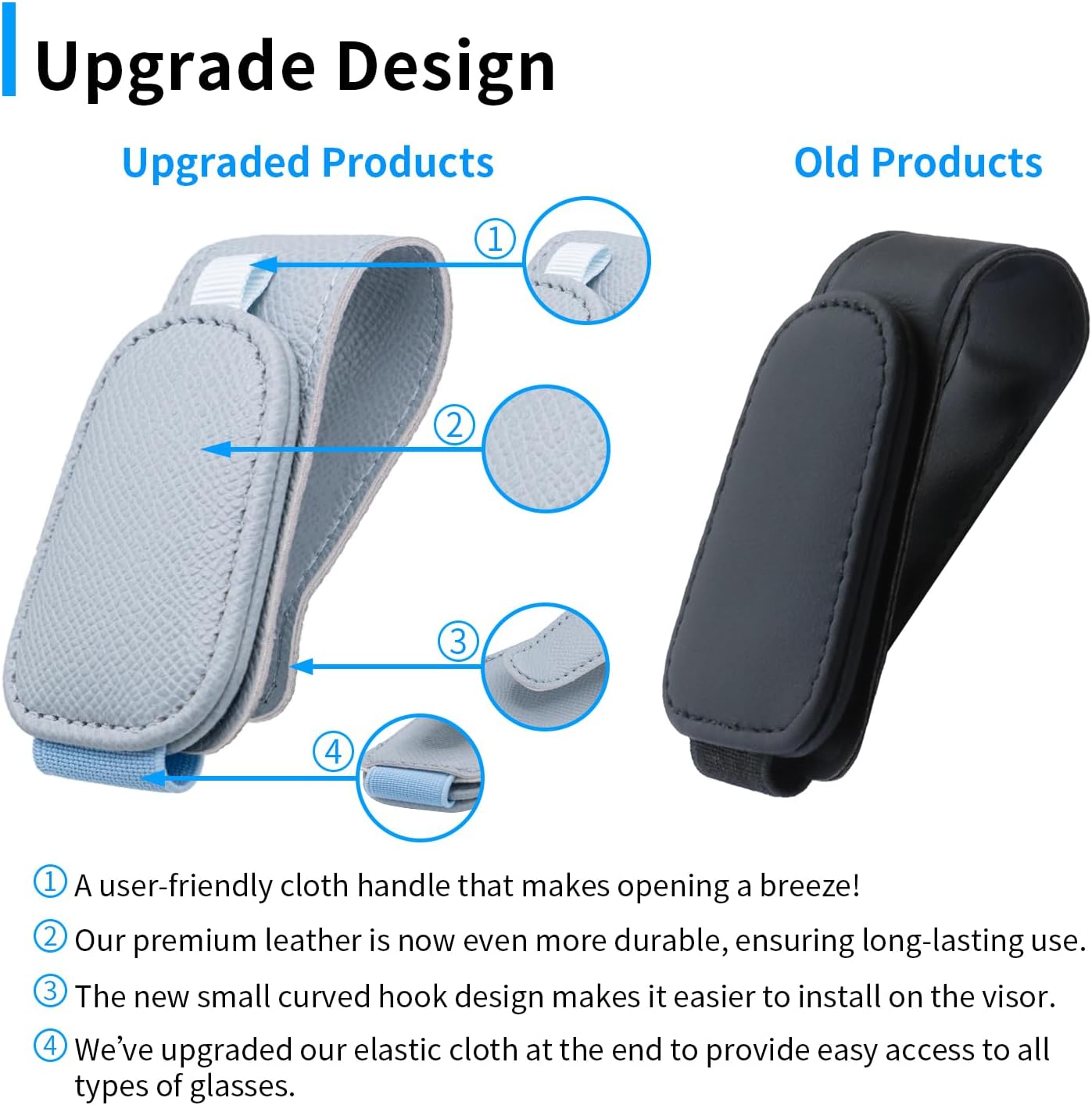 Yuoyar 2 Packs Magnetic Sunglass Holder for Car Visor (Grey) | Magnetic Interior Car Accessories