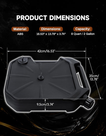 TCT-MOTORPARTS 10 Quart ABS Oil Drain Pan w/Spout Low Profile Fit for Harley Road King Electra Street Road Glide Ultra Limited Dyna Freewheeler CVO Tri Glide Heritage Softail Fat Bob