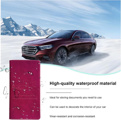 Car Registration and Insurance Holder, Leather Auto Glove Box Document Organizer with Magnetic Closure, Car Essential Paperwork Wallet Case Interior Accessories for Women Men (Leopard Print)