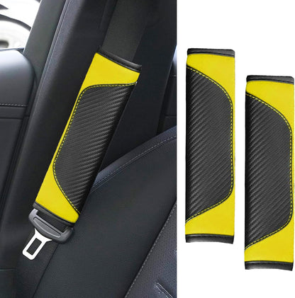2PCS Car Seat Belt Cover Pad, Soft Carbon Fiber Leather Seatbelt Shoulder Protector for a More Comfortable Driving, Universal Safety Belt Strap Cover to Protect Your Neck (Blue)