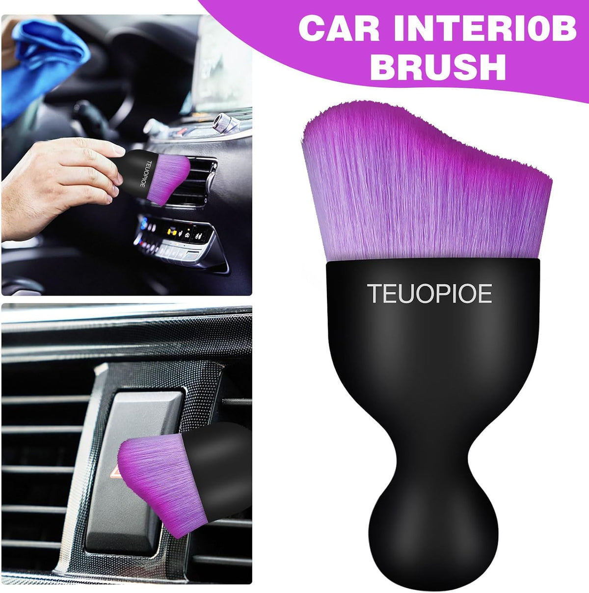 Car Interior Cleaning Brush, Car Duster Interior,Car Detailing Brush Dusting Brush,Car Interior Cleaning Tool, Auto Soft Hair Car Brush,Auto Interior Dust Brush for Air Vents(Brown)