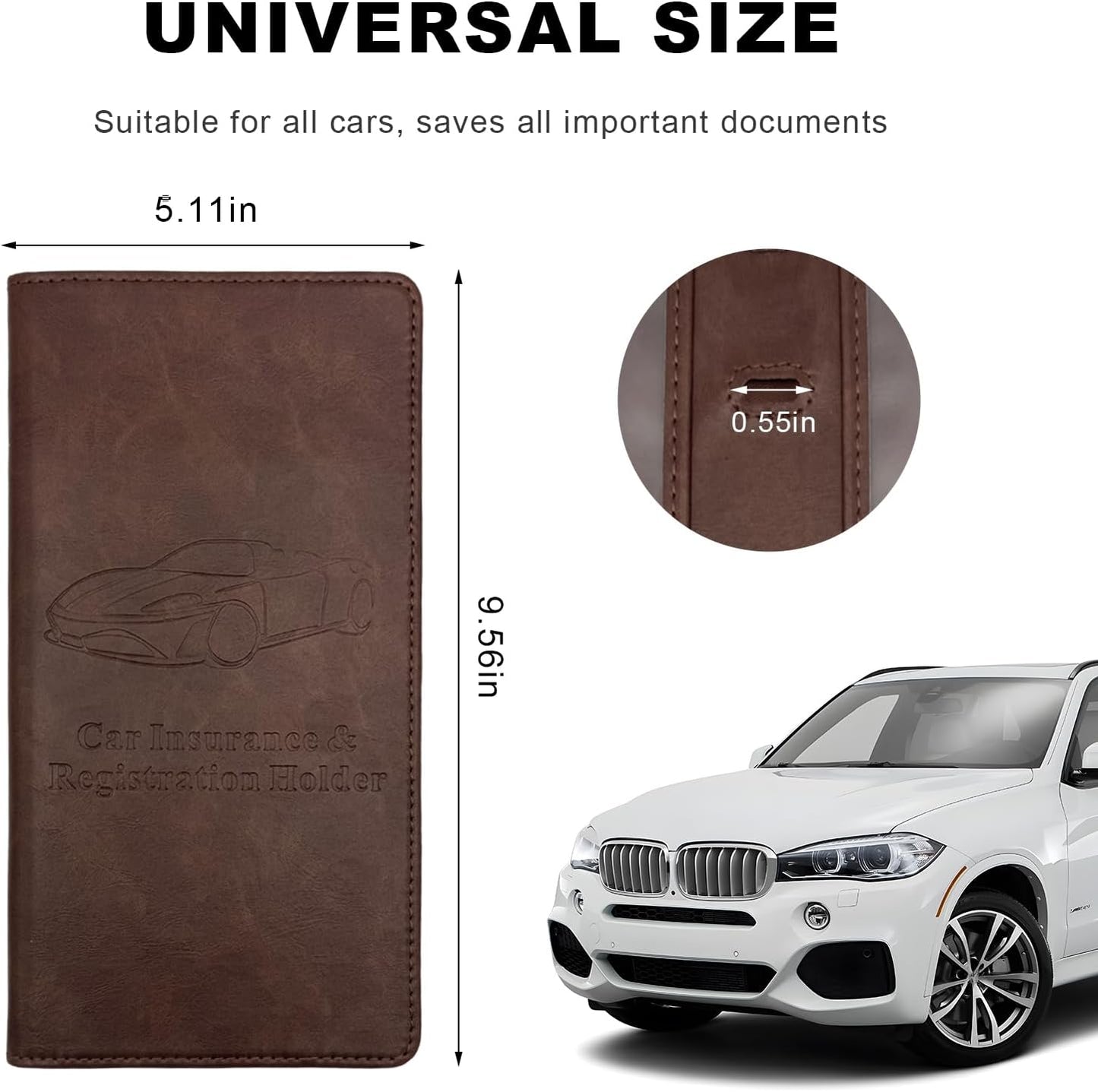 Car Registration and Insurance Holder, Leather Auto Glove Box Document Organizer with Magnetic Closure, Car Essential Paperwork Wallet Case Interior Accessories for Women Men (Leopard Print)