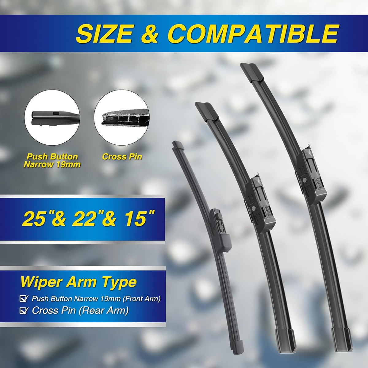5 PLUS® Silicone Windshield Wipers Replacement for 2007-2014 Ford edge, 2007-2015 Lincoln MKX Wiper Blades(Set of 3),Automotive Replacement Windshield Wiper Blades For My Car-26"/20"/14" - Colors B