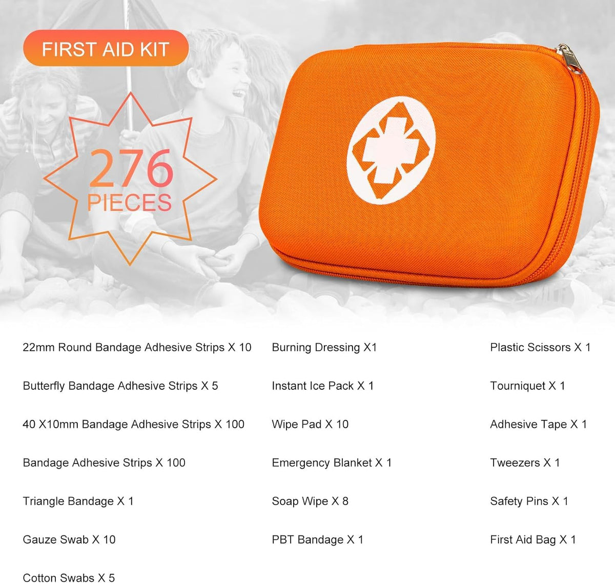 276PCS First Aid Kit Home Car Camping Hiking Emergency Supplies Small Compact Lovely Bag for School Outdoor, Basic Outdoor Essentials Survival Kit for Travel AMORNING