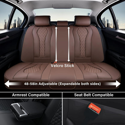 Coverado Seat Covers, Car Seat Covers Full Set, Black Car Seat Cover, Car Seat Covers Front Seats Back Seat Cover, Waterproof Car Seat Cushion, Leather Seat Covers Seat Protector Fit for Most Cars