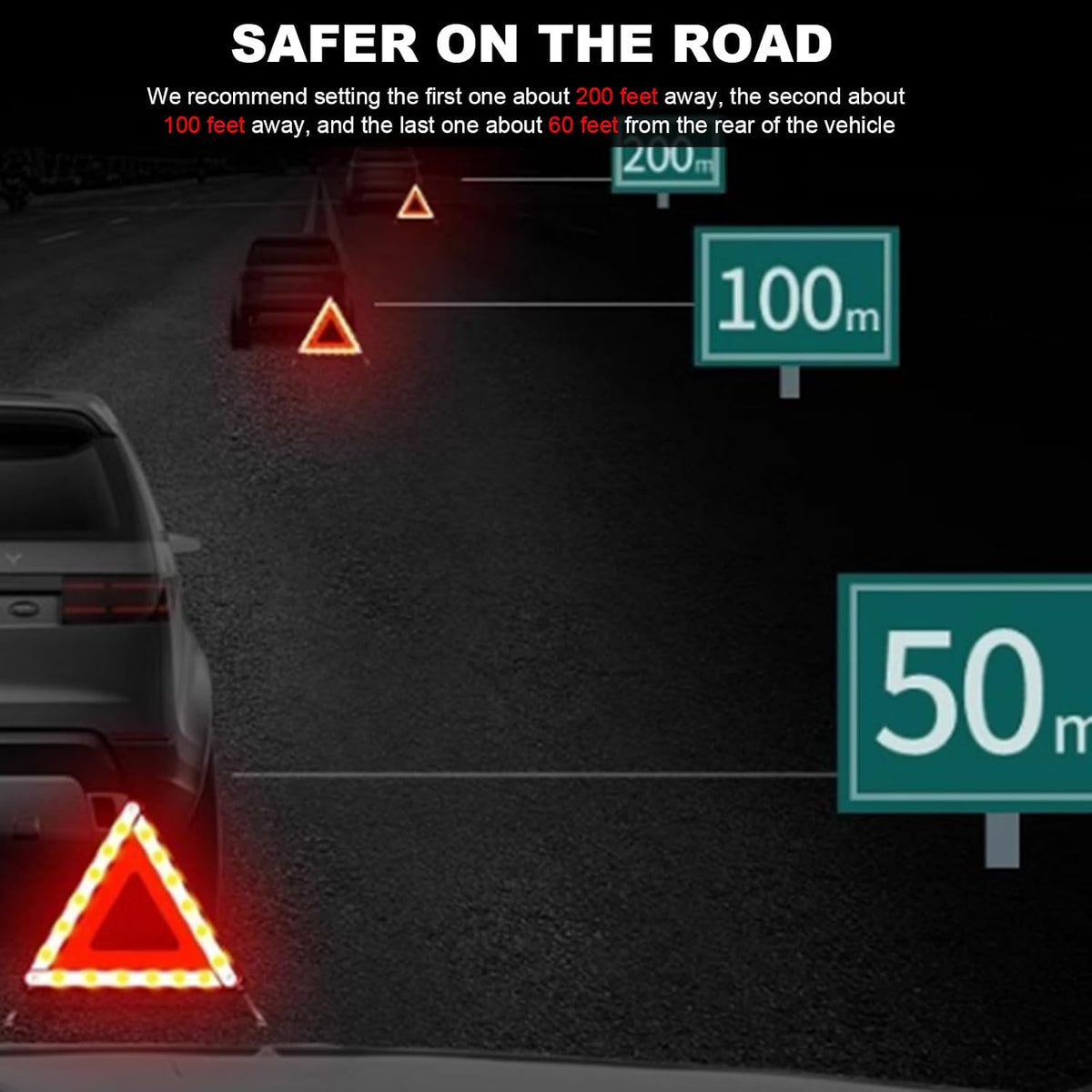 Reflective Warning Triangle, Foldable Emergency Warning Frame Triangle with Storage Case, Roadside Hazard Sign Safety Reflector for Auto Breakdown, Car Accessories