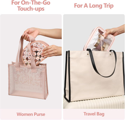 PACKISM Clear Makeup Bag - TSA Approved Toiletry Bag for Carry-on & Checked Luggage, Water Resistant Car Storage Organizer with Reinforced Seams