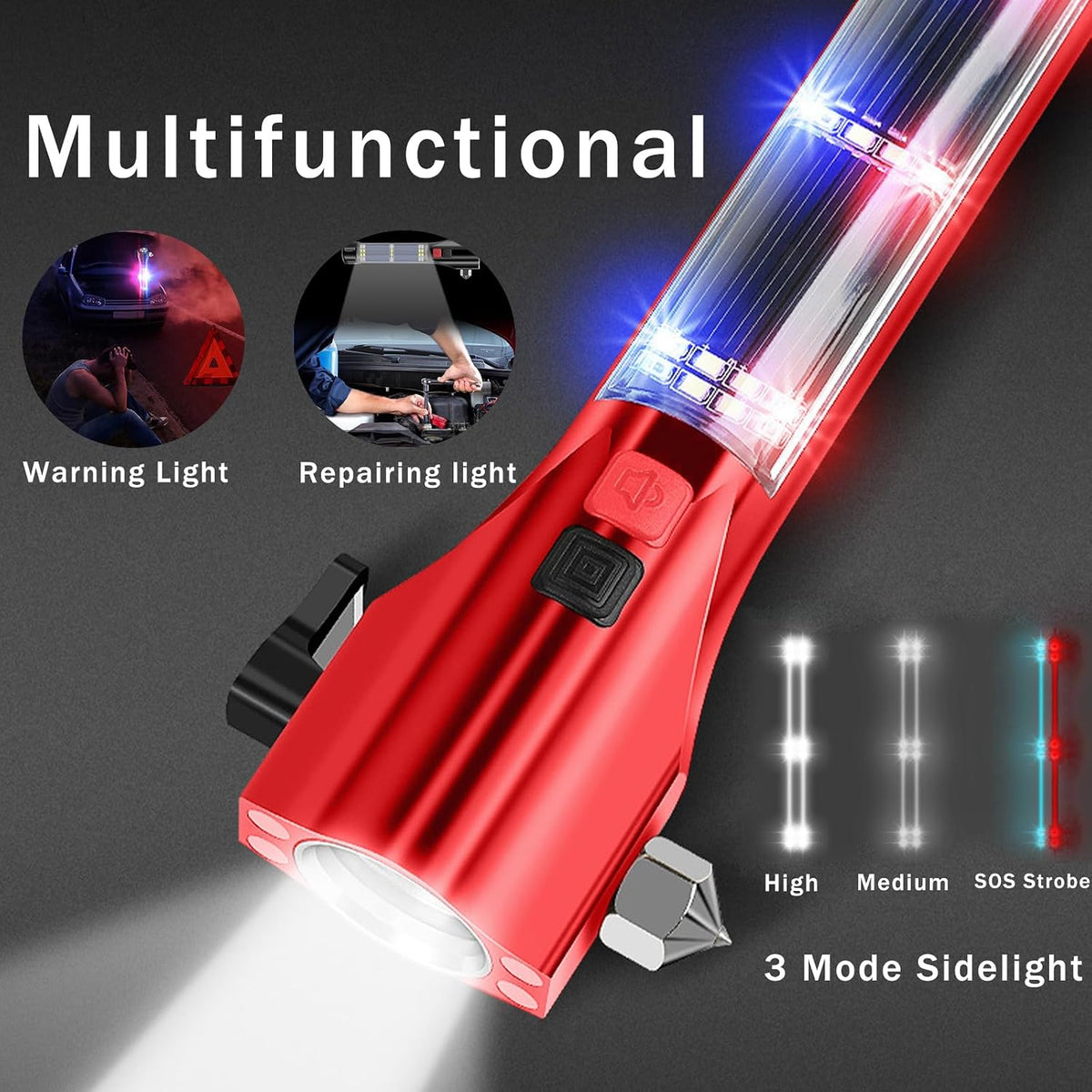 MOTORBUDDY 2-Pack Car Safety Hammer Seatbelt Cutter, Auto Emergency Escape Hammer with Window Glass Breaker and Seat Belt Cutter, Striking Red Escape Tool for Car Accidents