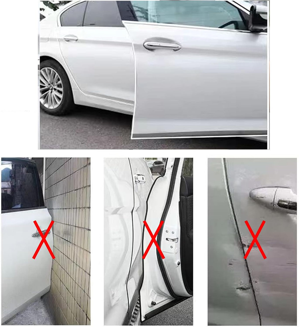 Car Door Edge Guards Self Adhesive Rubber U Channel Edge Trim Metal Edge Protection Guard for Most Car Doors, Hatches, Lockers, Panels (5Ft, Black)