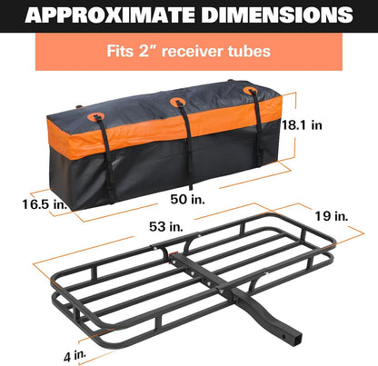 WEIZE 54" x 34" Heavy Duty Roof Rack Basket, 200LBS Universal Rooftop Cargo Basket with Waterproof Bag, Cargo Net & Tie Down Straps, Steel Luggage Holder for Car SUV Truck