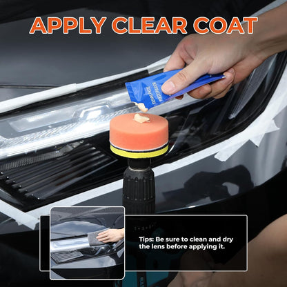 Headlight Restoration Kit, Polish Restore Cleaner Clean Tool DIY Polishing, Sanding Discs, Scouring Pads for Electric Drill, 3 Easy Steps to Restore Sun Damaged Car Headlights Lens