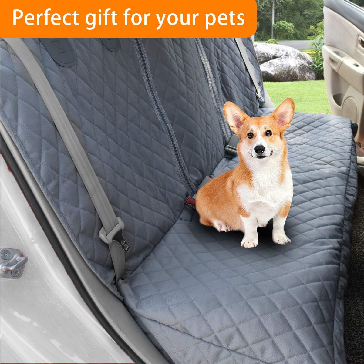 Honest Dog Car Seat Covers, Dog seat Cover with Side Flap for Cars, Trucks, and Suv's - Waterproof & Nonslip Pet Seat Cover for Backseat