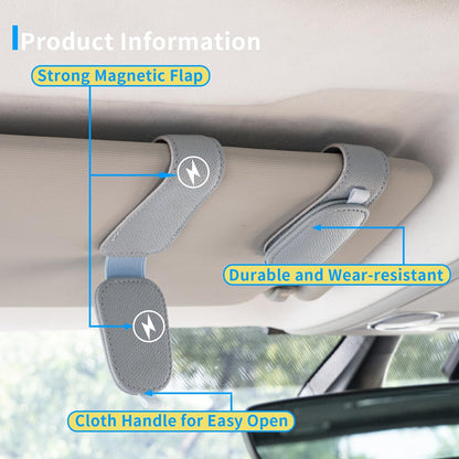 Yuoyar 2 Packs Magnetic Sunglass Holder for Car Visor (Grey) | Magnetic Interior Car Accessories