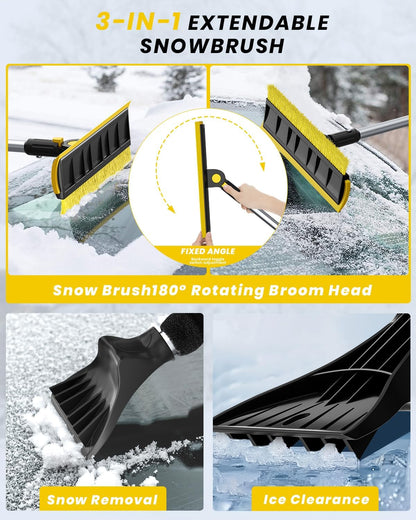 helloleiboo 2025 Extra Long 55.7" Ice Scrapers for Car Windshield Multi-Functional Detachable Car Ice Scraper with Foam Grip and 270° Pivoting Brush Head Snow Brush for SUV Truck Auto (Blue)