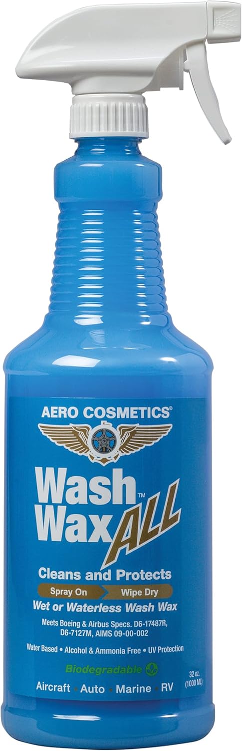 Wet or Waterless Car Wash Wax 32 Fl. oz, UV Protection. Cleans, Protects, and Shines. Aircraft Quality Just Spray On and Wipe Dry Anywhere, Anytime, Home, Office, School, Garage, Parking Lots.