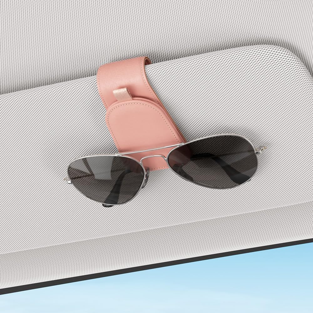 Sotfamily Sunglass Holder for Car Visor, Suede Cloth Magnetic Sunglass Organizer for Car Accessories, 2 Packs, Black