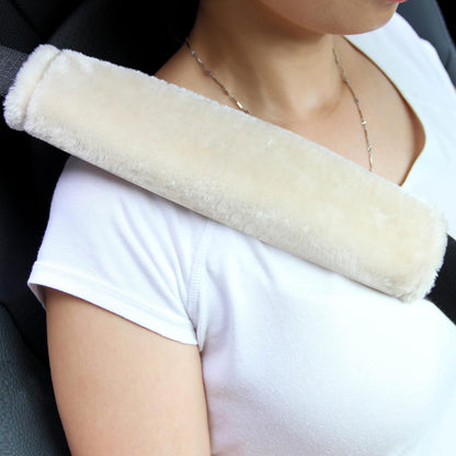 Amooca Soft Faux Fur Universal Fit Seatbelt Cover Car Truck SUV Airplane Seat Belt Shoulder Pad for Carmera Backpack Straps Neck Cushion Protector 2 Pack 10.5in Dark Gray