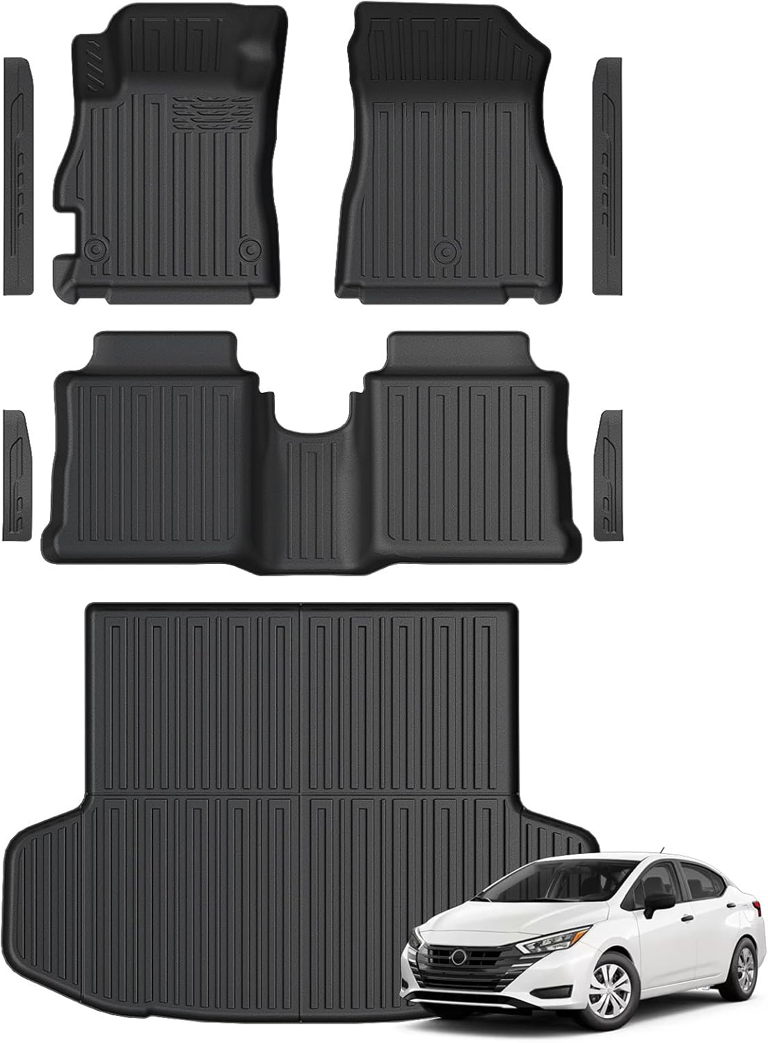 Floor Mats Set for Nissan Rogue 2026 2025 2024-2021 Accessories, Full Coverage All Weather Floor Mats Cargo Mat with Backrest Protectors & Door Sill Guards (Not for Sport)
