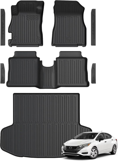 Floor Mats Set for Nissan Rogue 2026 2025 2024-2021 Accessories, Full Coverage All Weather Floor Mats Cargo Mat with Backrest Protectors & Door Sill Guards (Not for Sport)