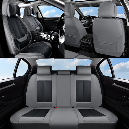 Coverado Seat Covers Full Set, Black Seat Covers for Cars 5 Seats, Car Seat Protector, Waterproof Nappa Leather Car Seat Cushion, Front and Rear Car Seat Cover Fit for Most Sedans SUV Pick-up Truck - Colors A