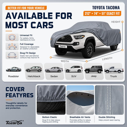 SUV Cover Waterproof All-Weather,Outdoor Full Exterior Automobiles SUV(Length 182-190 inch) with Windshield Sun Shade Universal Fit Toyota RAV4,CRV,Model Y,Q5,Size S2 (See SizeChart)