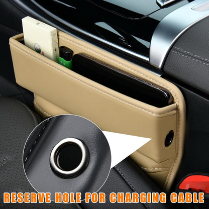 Ziciner Car Seat Gap Organizer, Premium Leather Auto Seat Storage Box, Vehicle Adjustable Front Seat Gap Filler, Car Seat Side Pocket Organizer for Phones, Glasses, Keys, Money, Cards (Black)