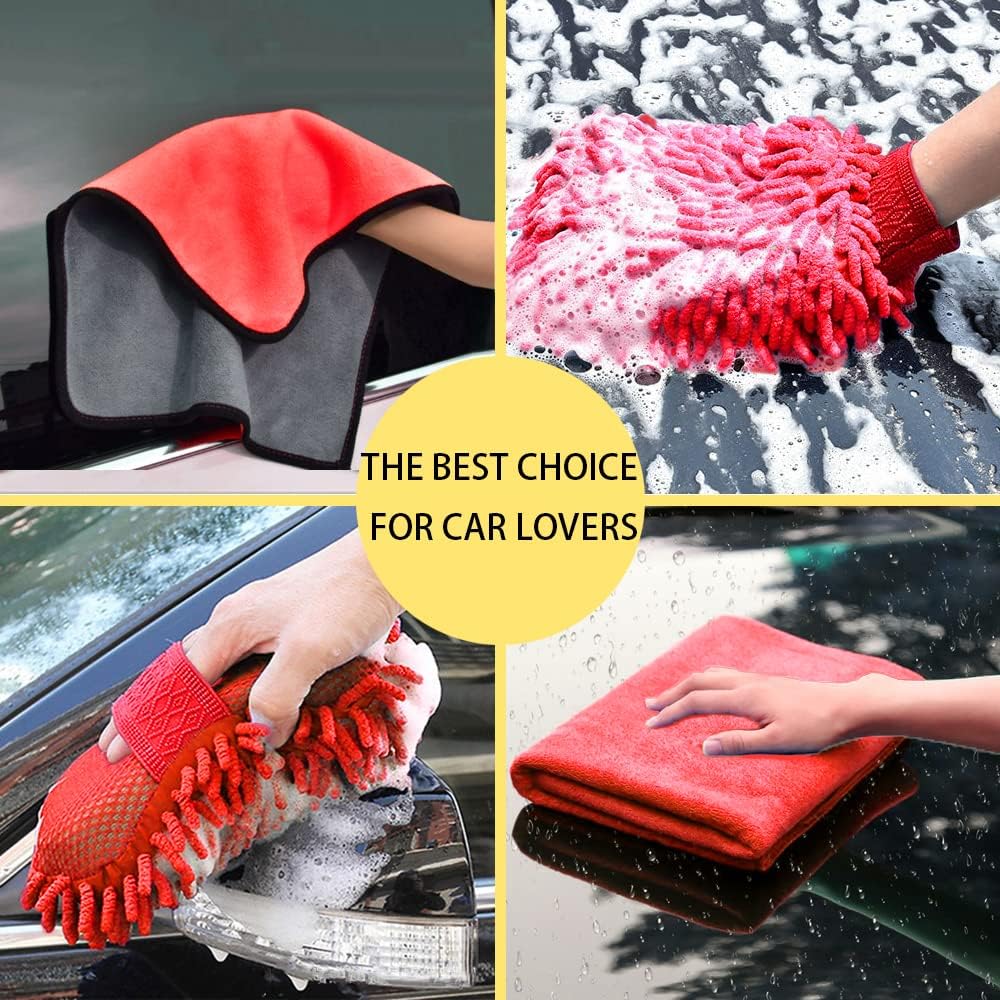 LIANXIN Car Wash Kit Car Wash Cleaning Kit with Car Wash Foam Gun Microfiber Sponge and Towels Tire Brush Built, Car Foam Gun, Car Cleaning Tool