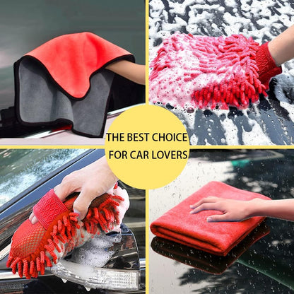 LIANXIN Car Wash Kit Car Wash Cleaning Kit with Car Wash Foam Gun Microfiber Sponge and Towels Tire Brush Built, Car Foam Gun, Car Cleaning Tool