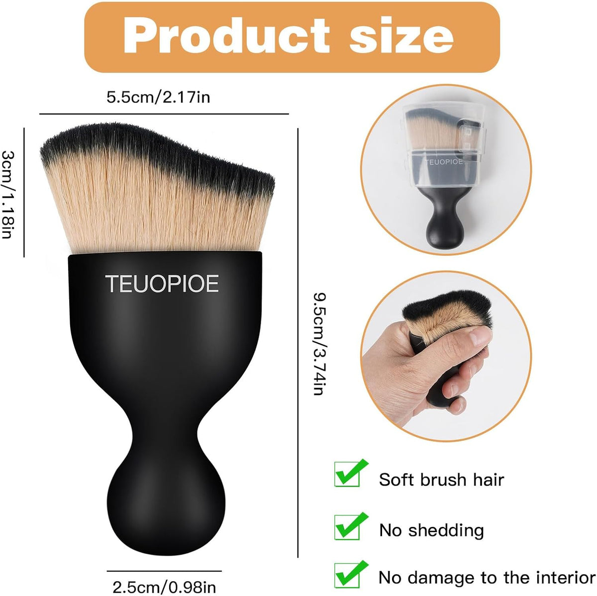 Car Interior Cleaning Brush, Car Duster Interior,Car Detailing Brush Dusting Brush,Car Interior Cleaning Tool, Auto Soft Hair Car Brush,Auto Interior Dust Brush for Air Vents(Brown)