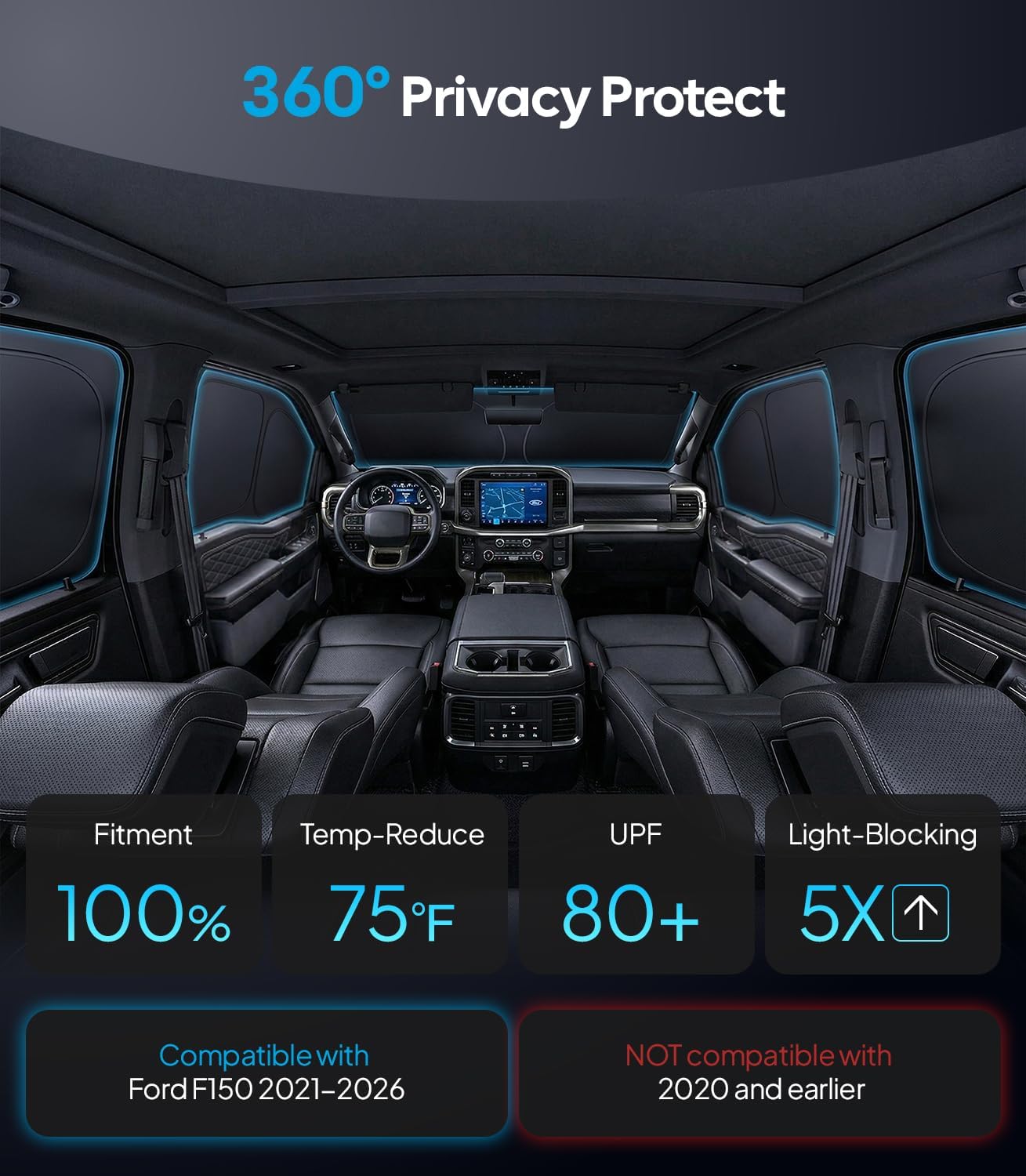 Wigoo 2026 Upgrade 8PCS Full Set Window Sunshade for Toyota 4Runner 2010-2024 [7-Layer Cooler & Blacker, Ice-Crystal Tech] with Windshield for Sun Block, Baby, Camping, Privacy Napping, Relax