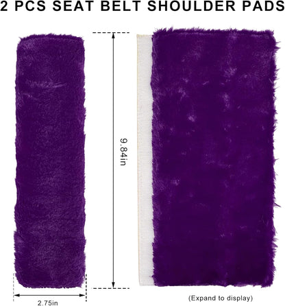 Sun Walker 2PCS Seat Belt Shoulder Pads, Fluffy Soft Plush Auto Seat Belt Pads for Protecting Your Neck & Shoulder, Comfortable Seatbelt Cover Warm Protective Cushion for Most Cars (Purple)