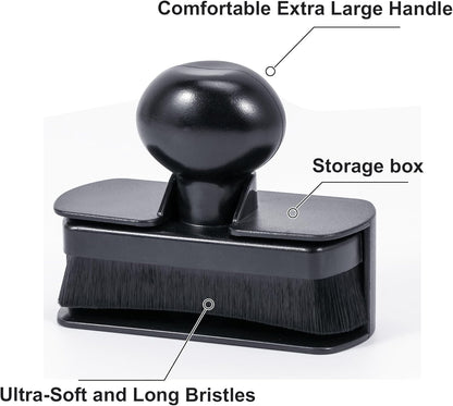 Car Tire Shine Applicator,Vegan Tire Shine Applicator with Curved Brush Head - Large Automotive Tire Dressing Applicator Brush with Storage Stand for Tire Detailing, 3.6 Inch Length (Black)
