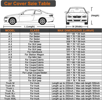 Kayme Sedan Car Cover Waterproof All Weather for Automobiles - See Vehicle Size Chart for Accurate Fit - Outdoor Full Exterior Cover Sun Rain Snow UV Protection with Zipper. Size A4 (See Size Chart)