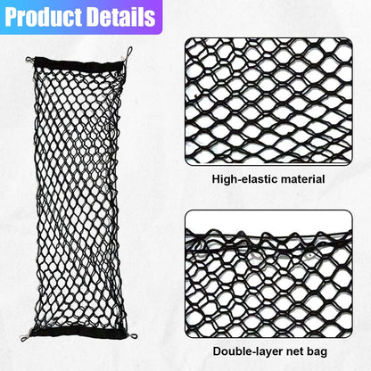 ZIMISI Car Cargo Net, Elastic Stretchable Car Trunk Cargo Storage Net with Hooks, Double-Layer Nylon Truck Organizer Mesh, Vehicle Interior Accessories for Most SUVs, Trucks (35.4x15.7 inch/90×40 cm)