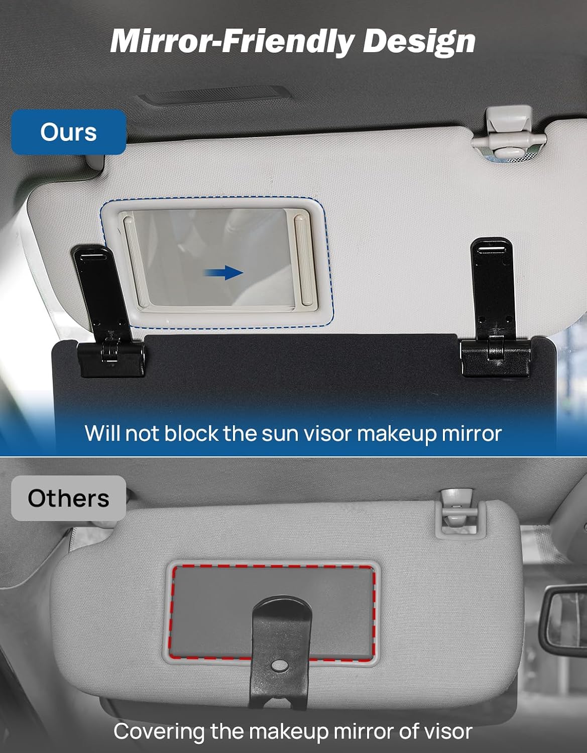 JOYTUTUS Sun Visor Extender for Cars, Polarized Sun Visor Extender Universal Sun Blocker UV400, Adjustable Visor Extension for Car Visor,Double-Clip,Anti Glare Stray Light