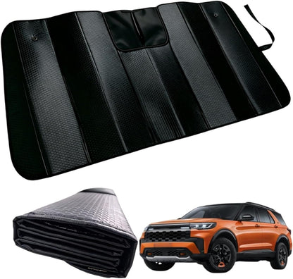 GWUSKDT Car Sun Shade, Sun Protector,Foldable Front Window Shade-Thicken 5-Layer Bubble for Auto Windshield UV Protection and Heat Reflector 58"x 27.5" (Blue)