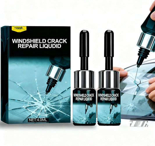 Windshield Crack Repair Liquid Kit - Car Glass Repair Fluid for Chips, Cracks and Star-Shaped Damages (2 Pack)