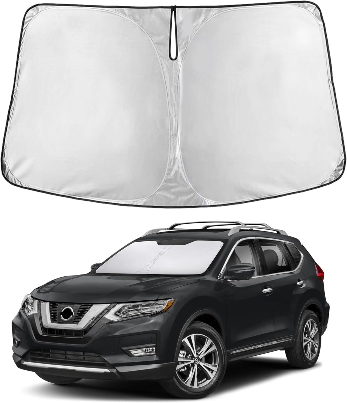 EcoNour Car Windshield Sun Shade | 2025 Upgraded Innovative No-Light-Pass Technology for Maximum Coverage | Foldable Sun Shade Keeps Your Vehicle Cool | Must-Have Car Accessories | Small (59" x 29") - Colors K