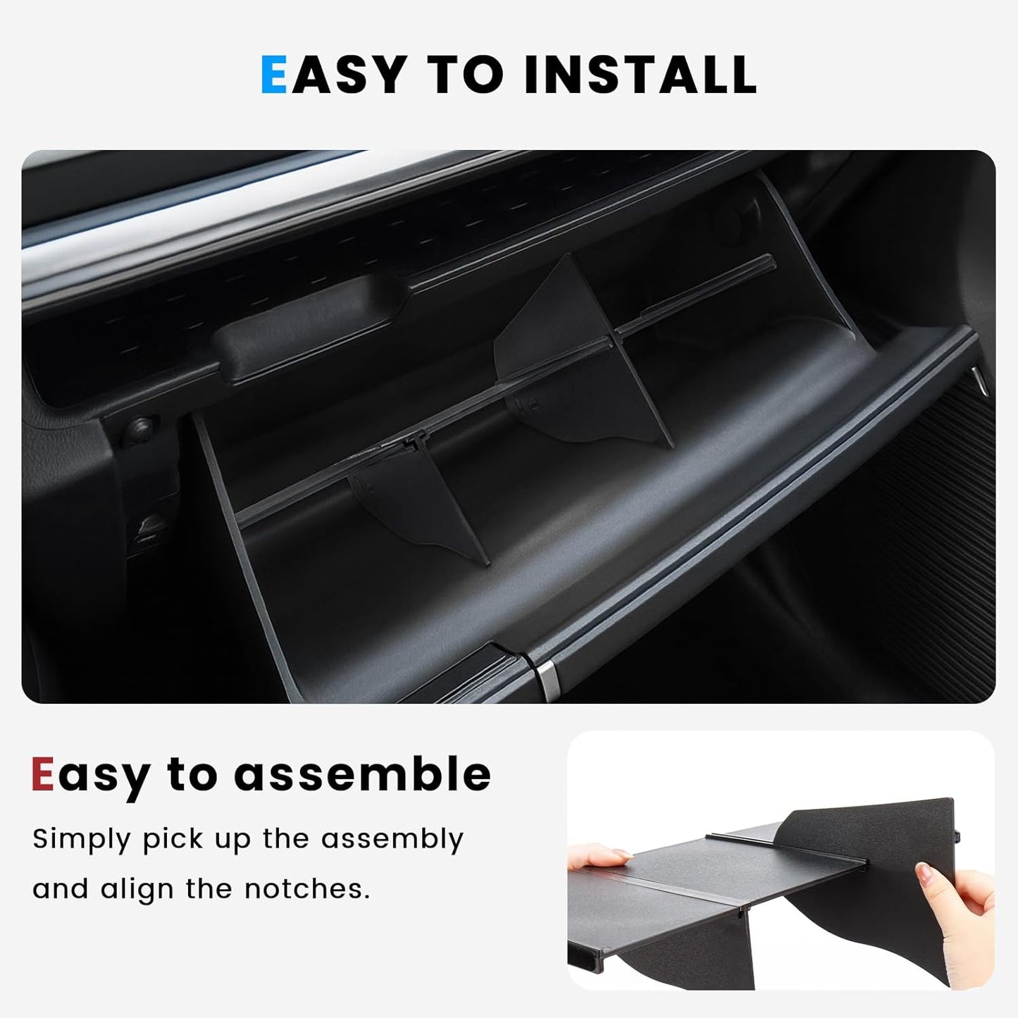 Glove Box Divider Organizer Compatible with 2024 2025 2026 Hyundai Santa Fe Insert Divider Tray ABS Secondary Storage Interior Accessories