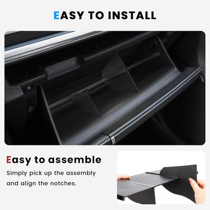 Glove Box Divider Organizer Compatible with 2024 2025 2026 Hyundai Santa Fe Insert Divider Tray ABS Secondary Storage Interior Accessories