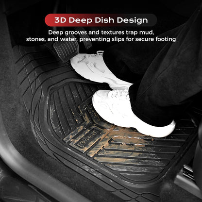 Coverado Car Floor Mats All Weather Waterproof Deep Dish Anti-Slip Car Mats Set, Heavy Duty Rubber Floor Mats for Cars, Universal Trim to Fit Automotive Floor Mats for Cars Trucks SUV, Black&Red