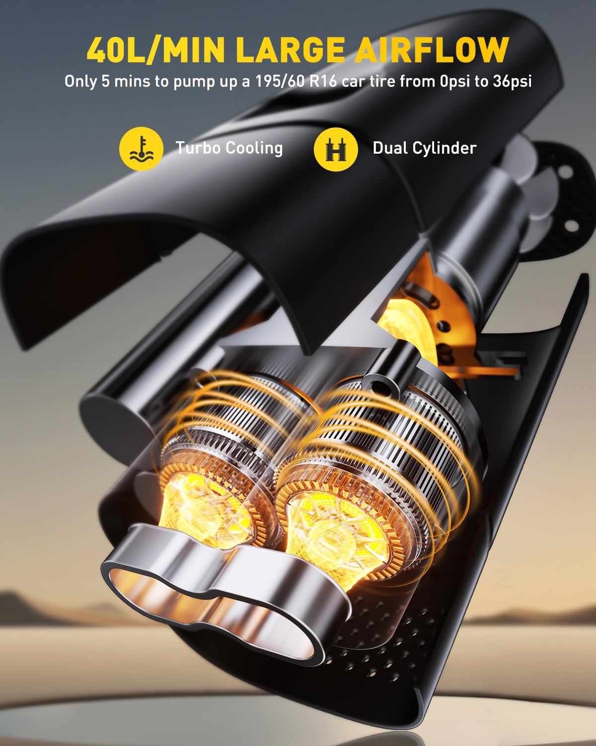 AUXITO Tire Inflator Portable Air Compressor - 150PSI Bike Pump 1Min Fast Inflate with Tire Pressure Gauge, 5200 mAh, LED Light, Car Accessories Air Pump for Auto, Moto, Bike Car Gifts for Men