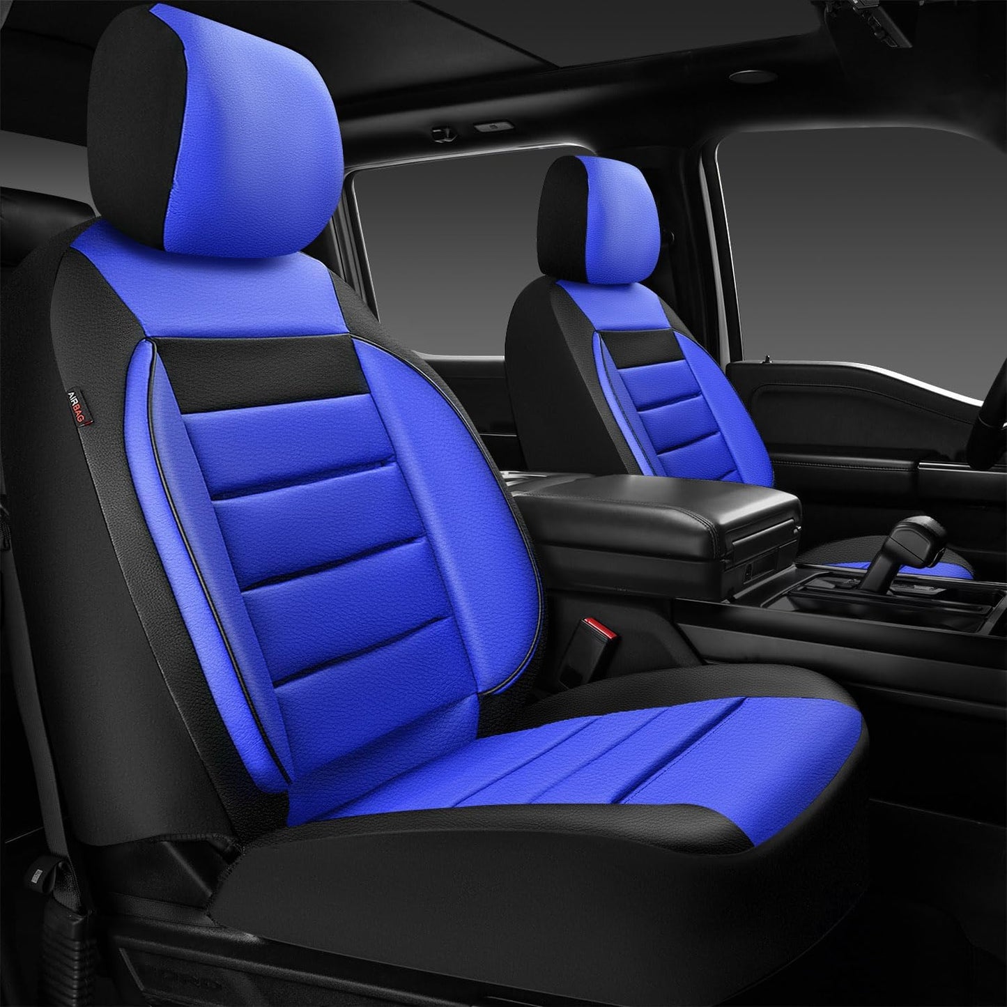 CAR PASS Faux Leather Car Seat Covers Front Seats Only, 3D Foam Support Car Seat Covers, Universal fit for Trucks Vans SUVs Sedans Automotive Comfortable, Airbag Compatible 2 Pieces Front Solid Black