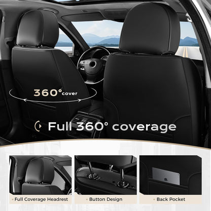 Coverado Seat Covers Full Set, Black Seat Covers for Cars 5 Seats, Car Seat Protector, Waterproof Nappa Leather Car Seat Cushion, Front and Rear Car Seat Cover Fit for Most Sedans SUV Pick-up Truck - Colors A