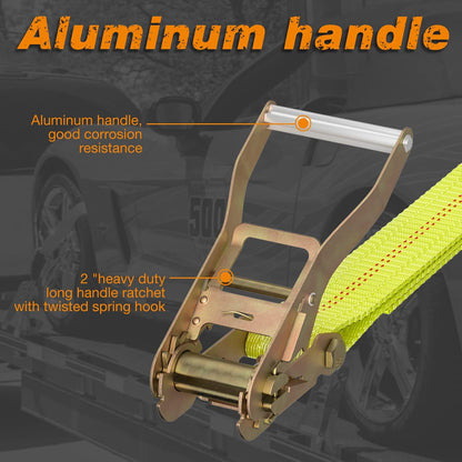 Heavy Duty Car Tie Down Straps with Flat Hook-10,000lbs Break Strength-4Pack Tire Ratchet Straps for Trailers,Trucks,UTV