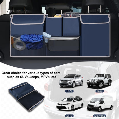 UYYE Trunk Hanging Organizer, Backseat Bag, Car Interior Accessories with 4 Pockets & 2 Mesh Pouches for Groceries, Will Provide More Storage Trunk Space for SUV, Jeep, MPVs